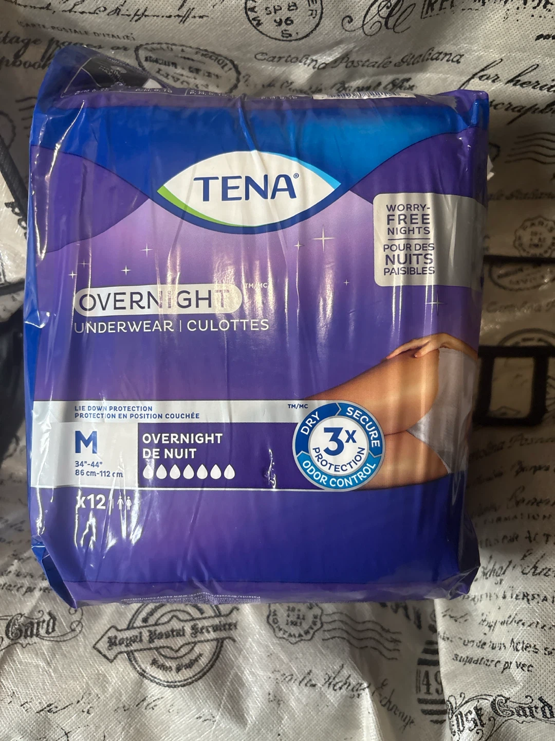 TENA Overnight Underwear - Size M - 12 Count
