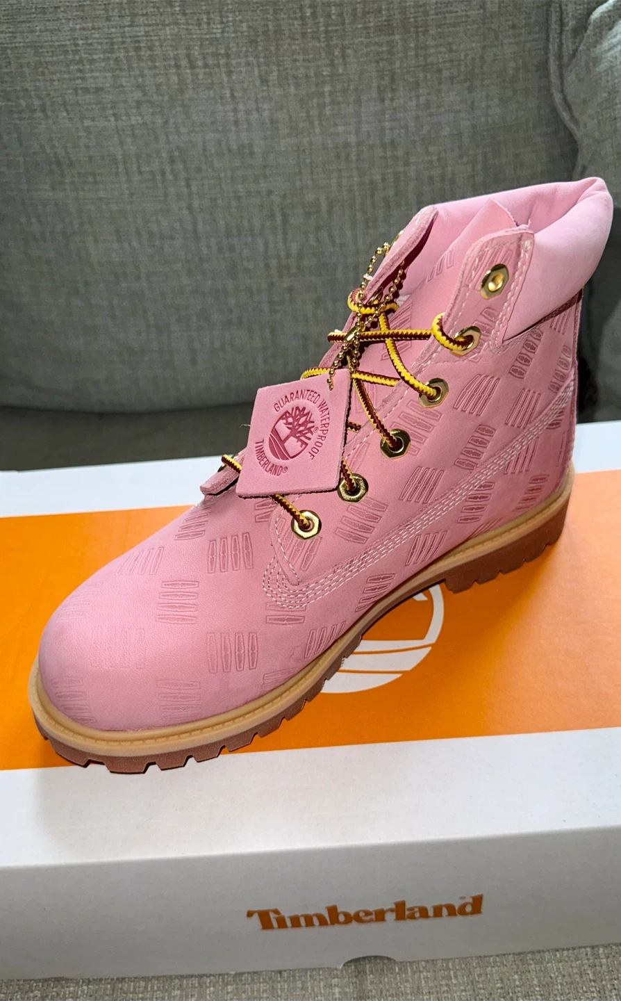 Timberland Pink Embossed Logo Lace-Up Boots Toddler Size 7 - photo 2