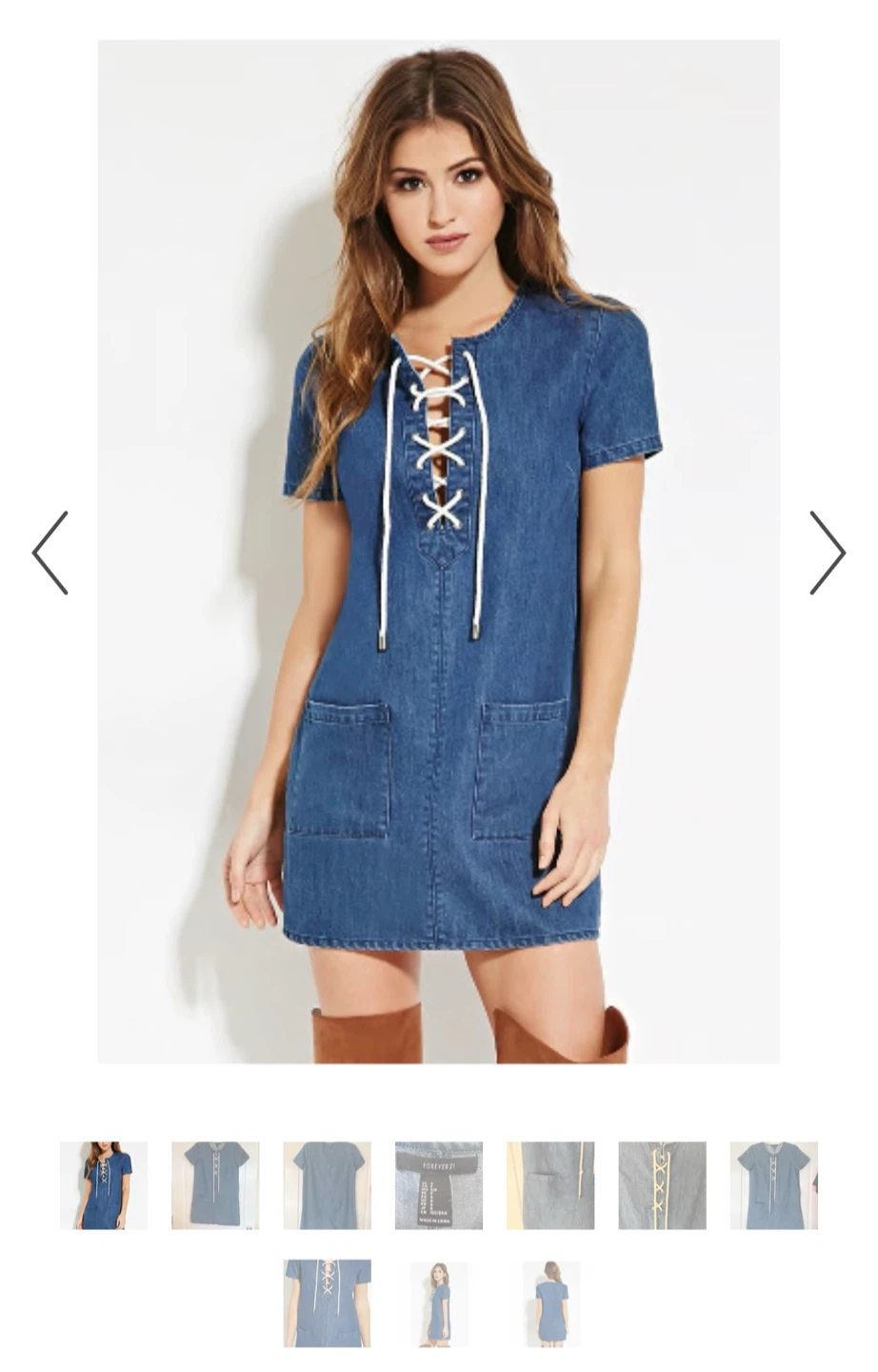 Forever 21 Denim Lace-Up Dress