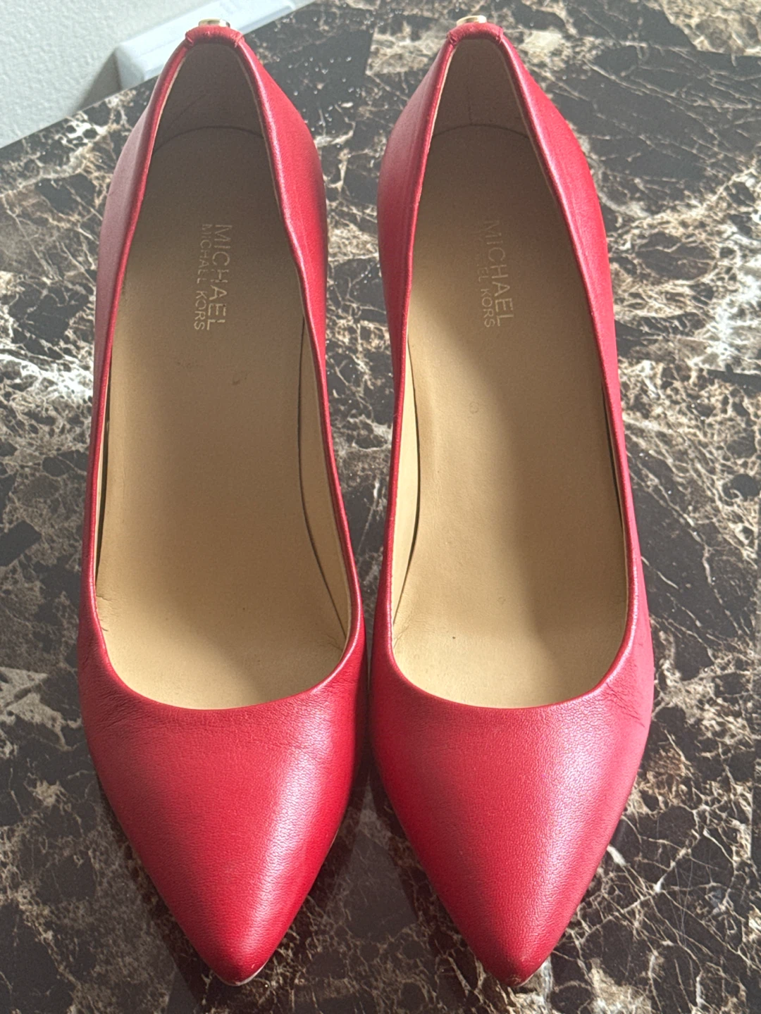 Michael Kors Red Leather Pumps Heels - Size 8M