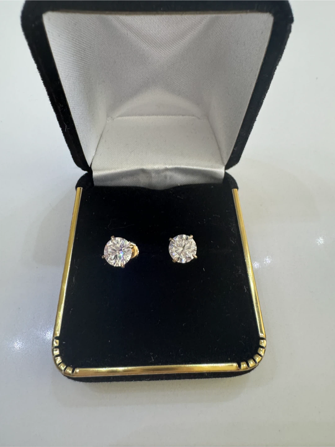 14K Yellow Gold Diamond Stud Earrings