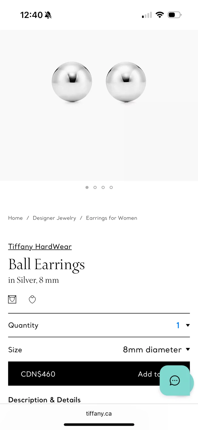 Tiffany & Co. HardWear Ball Earrings - Silver, 8mm - photo 3