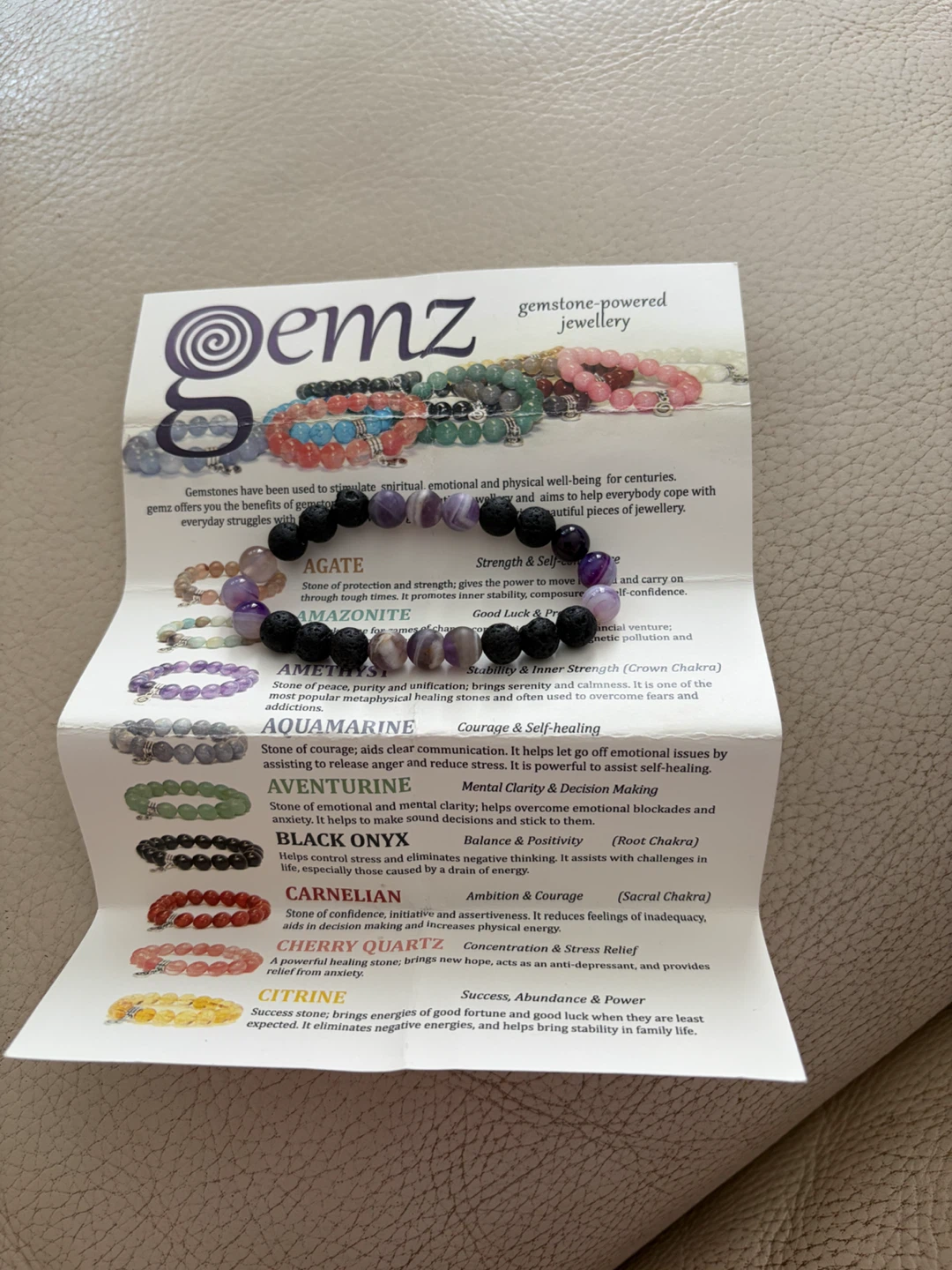 Gemz Amethyst and Lava Stone Beaded Bracelet