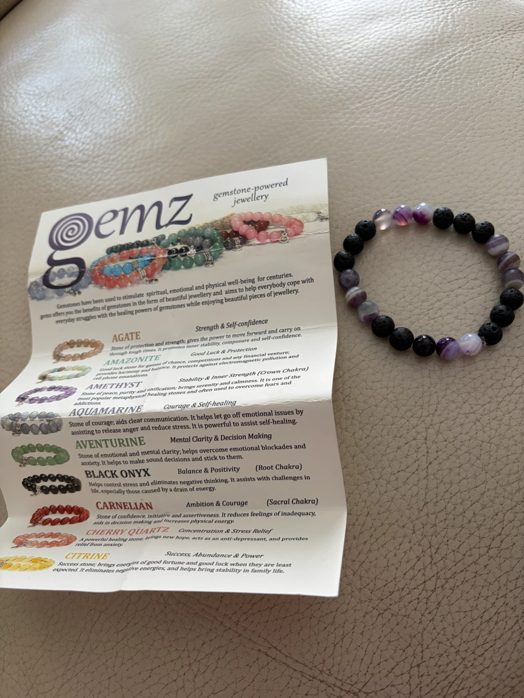 Gemz Amethyst and Lava Stone Beaded Bracelet - photo 2