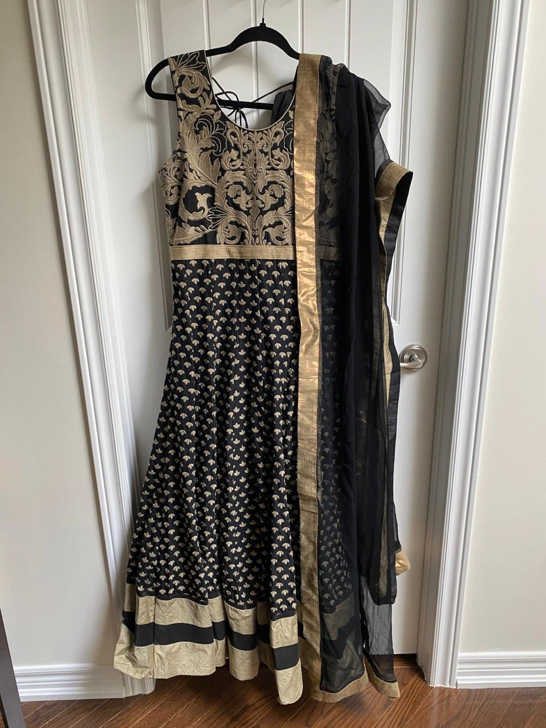 Black & Gold Indian Anarkali Dress with Dupatta