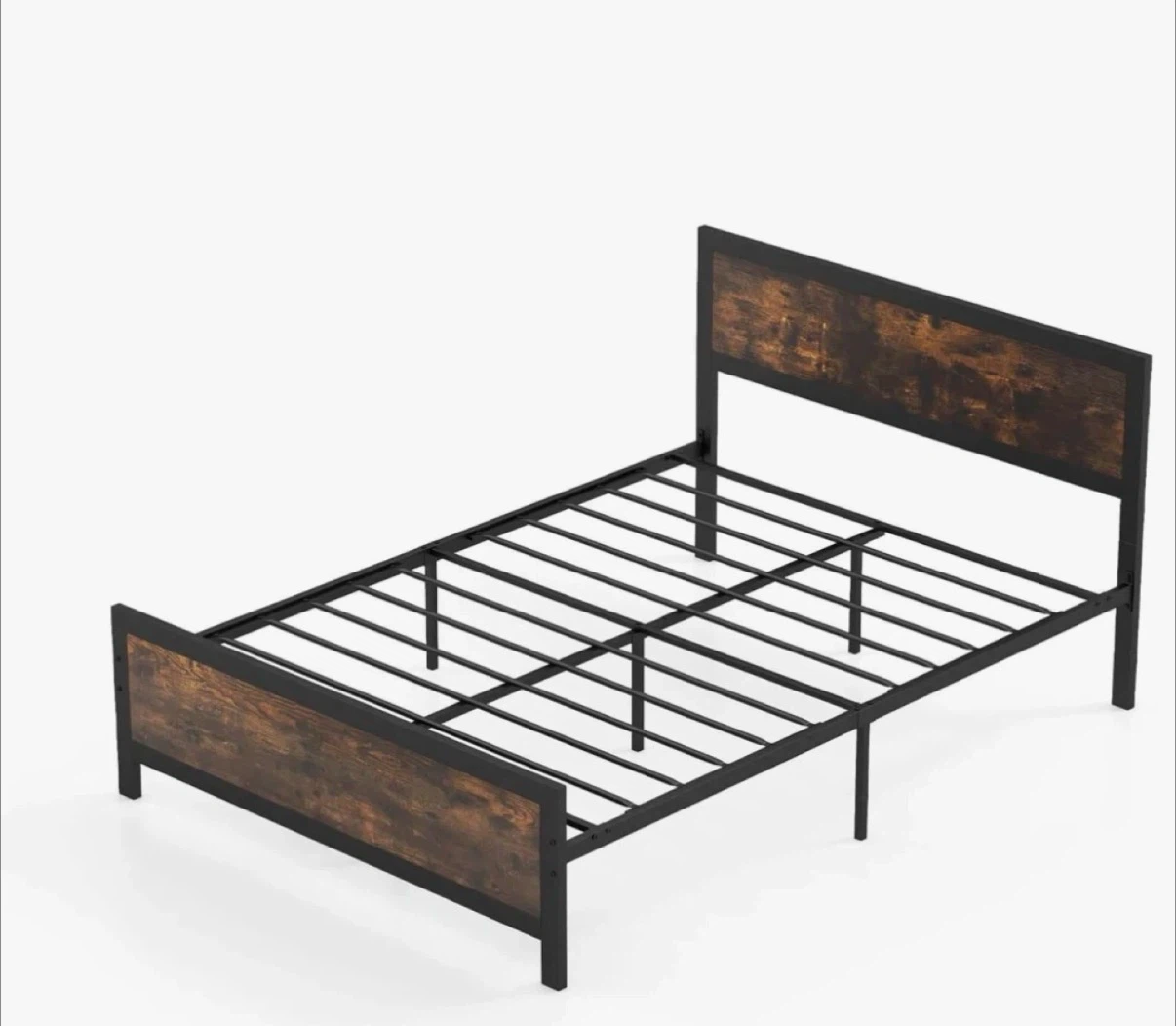 Full Size Industrial Style Bed Frame with Wood Grain Accents - photo 3