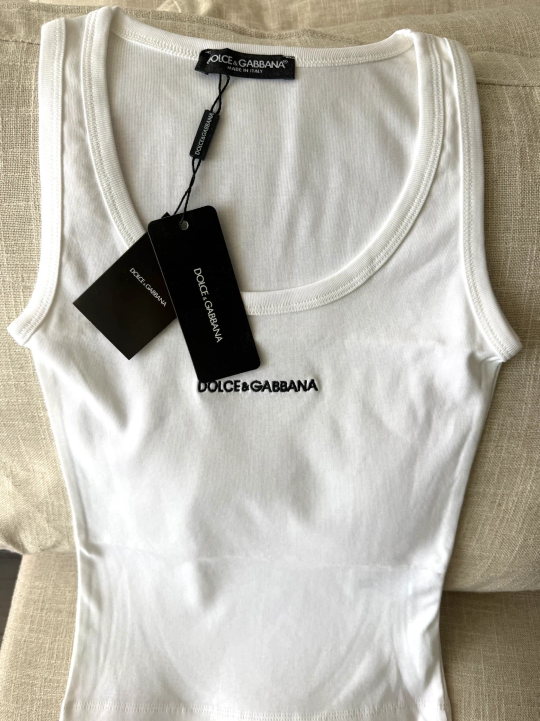 White Cotton Tank Top – Size M – Brand New