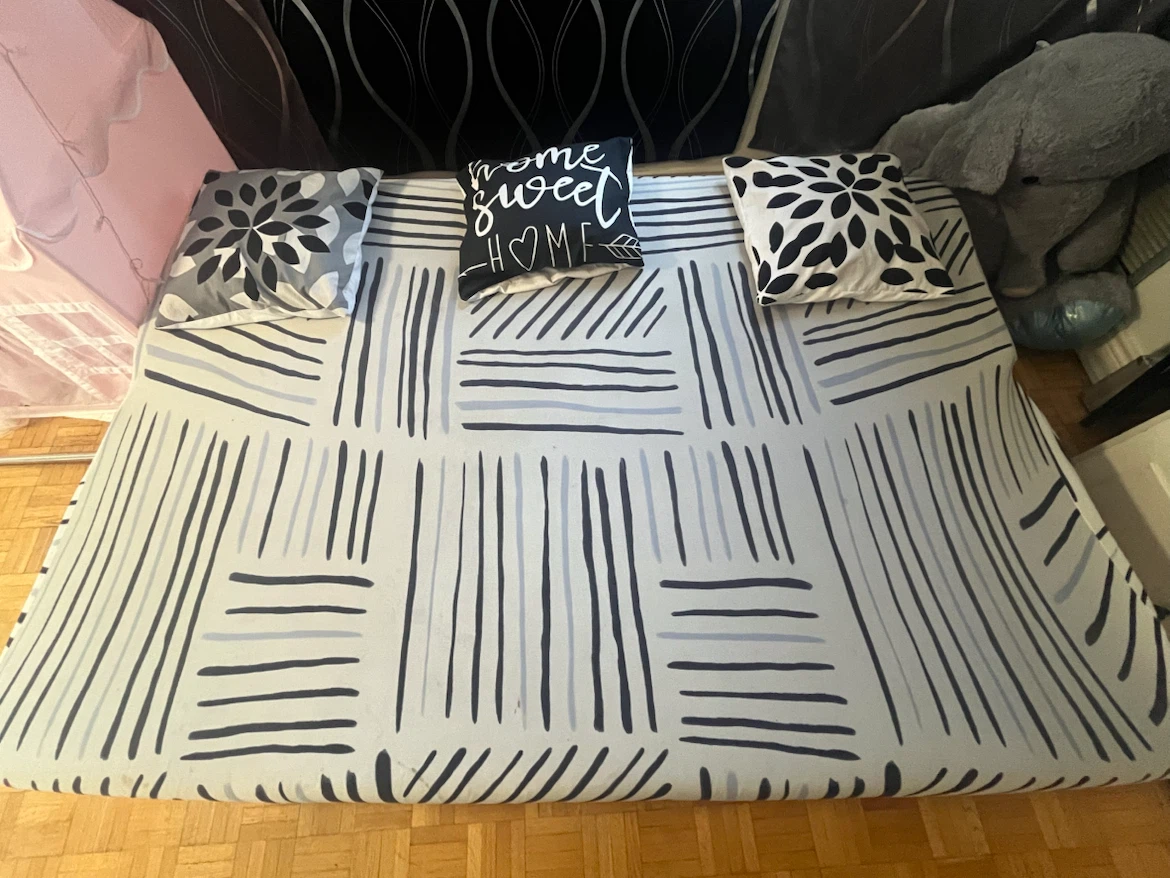 Futon (Sofa cum bed )with cover and 3 decorative pillows - photo 3