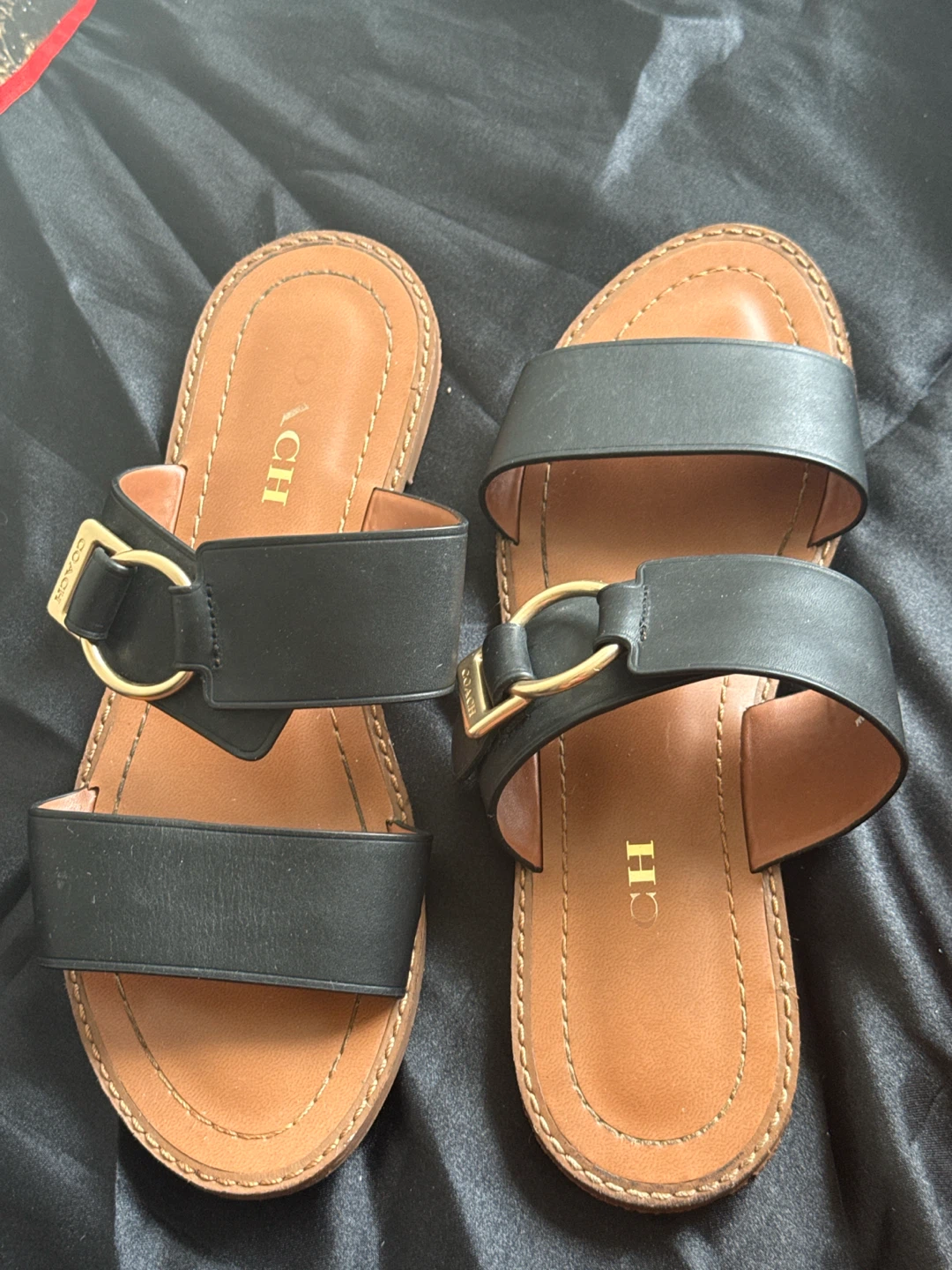Coach Black Slide Sandals