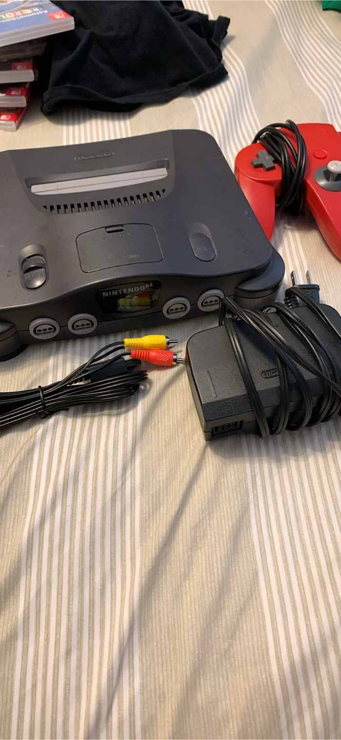 Nintendo 64 Console with Controller and Cords