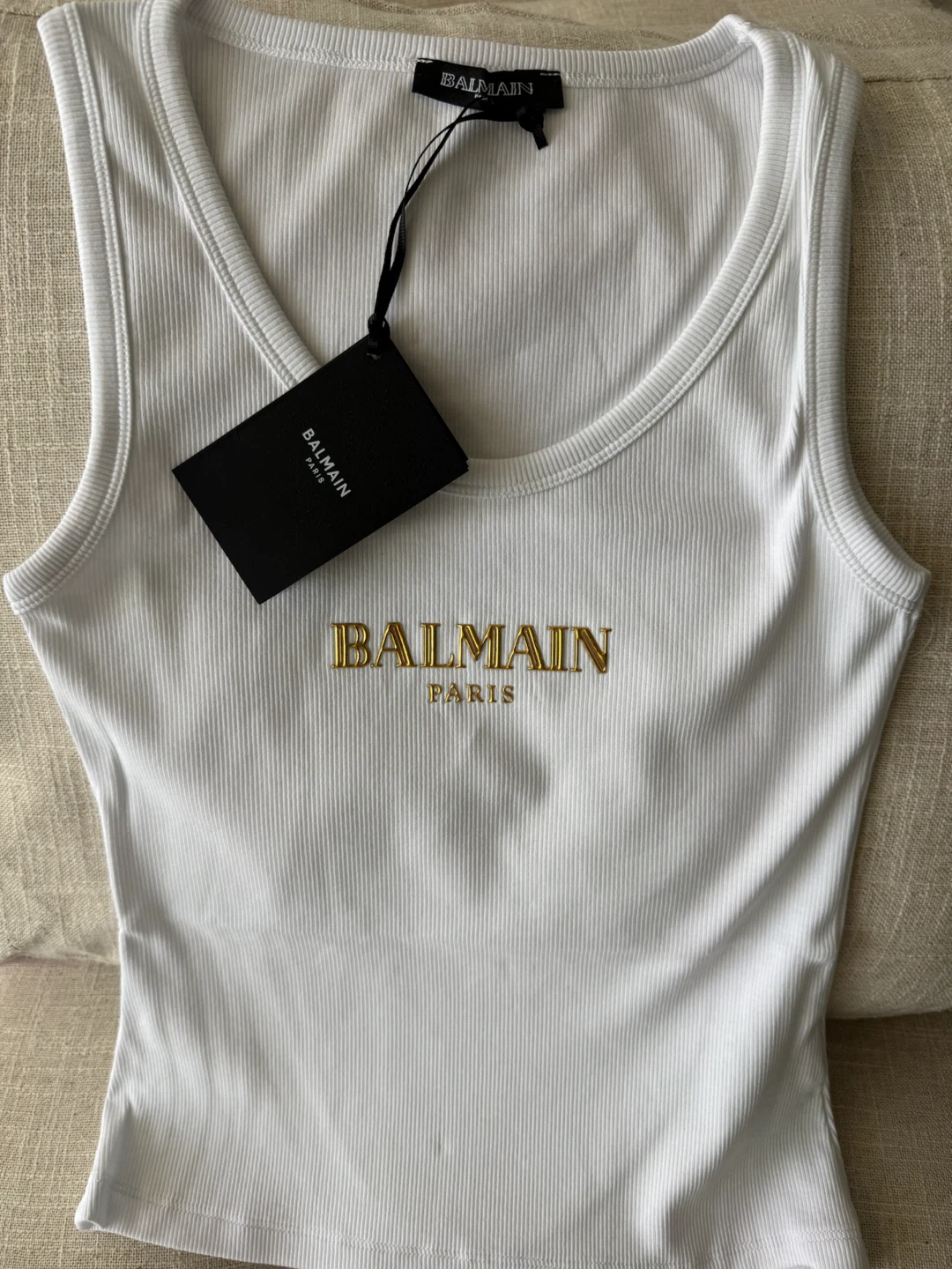 White Cotton Tank Top – Size M – Brand New