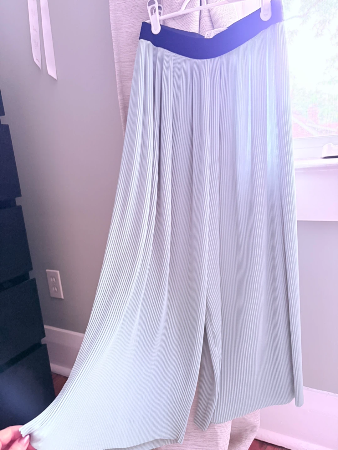 Light Blue Pleated Wide-Leg Pants