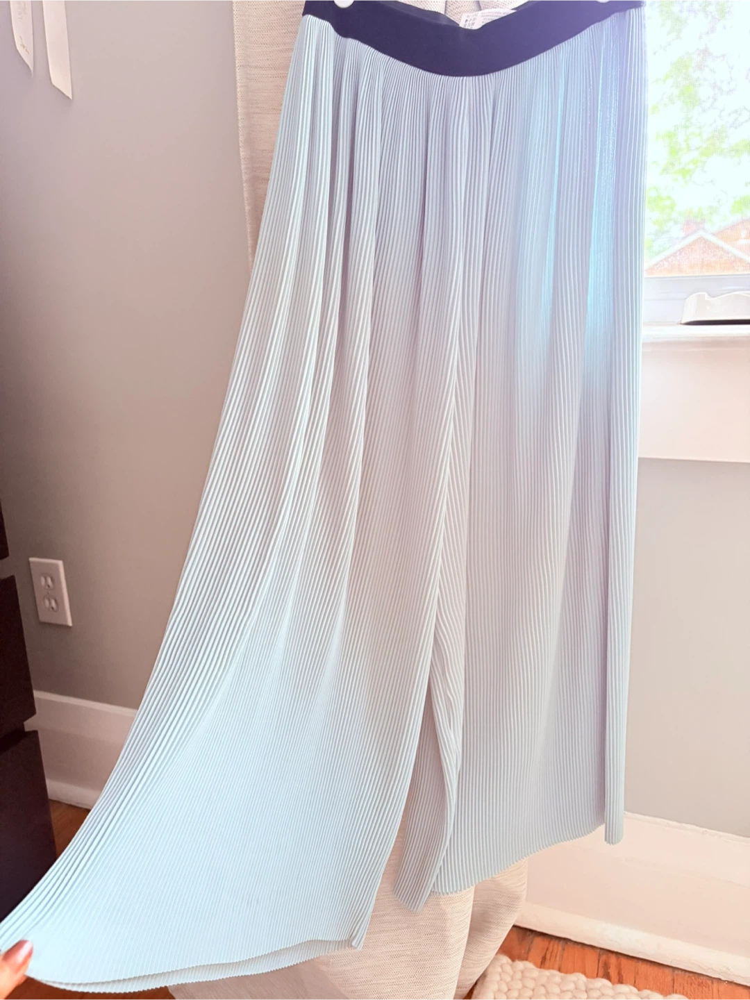 Light Blue Pleated Wide-Leg Pants - photo 4