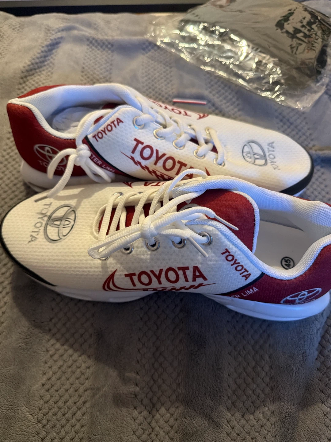 Toyota White and Red Lace-Up Sneakers Size 45