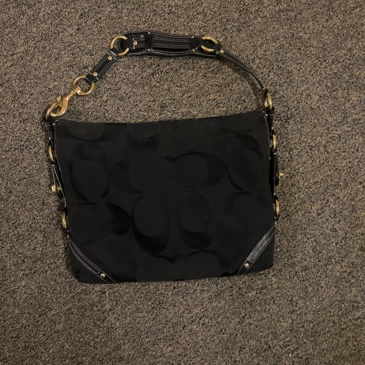 Coach Black Signature Hobo Bag
