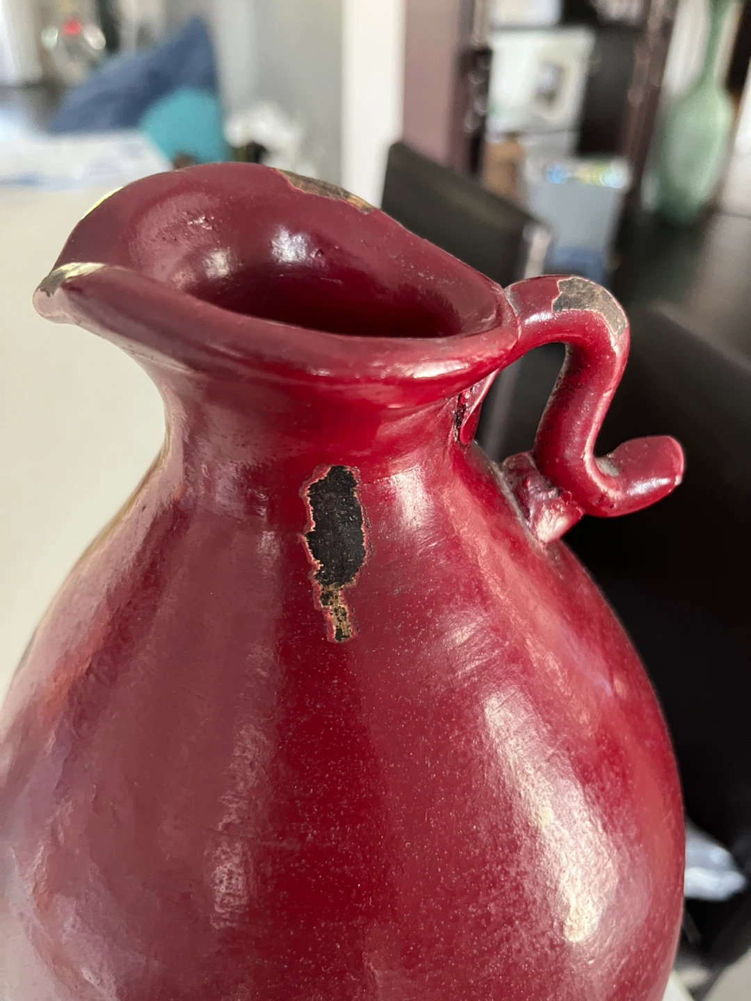 Beautiful Large vintage red weathered  glazed decor piece - photo 5