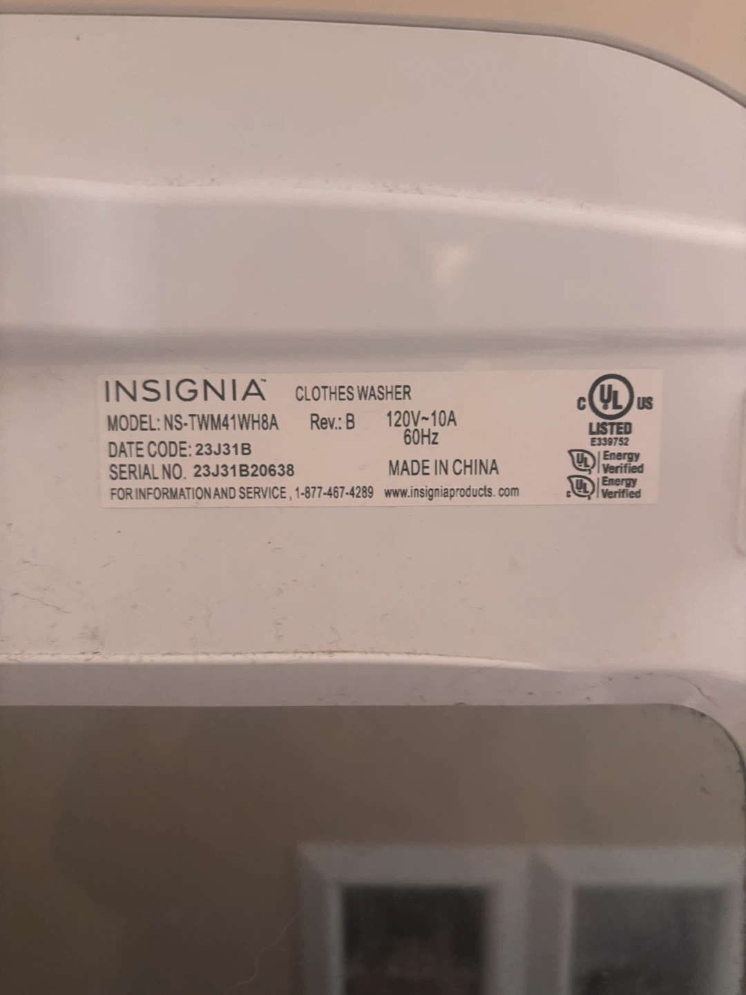 Insignia NS-TWM41WH8A Clothes Washer