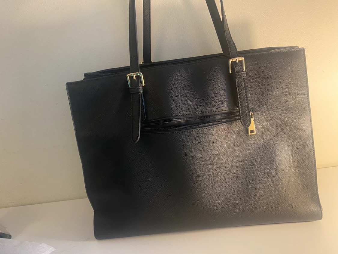 Black Tote Bag with Rose Embossing - photo 3