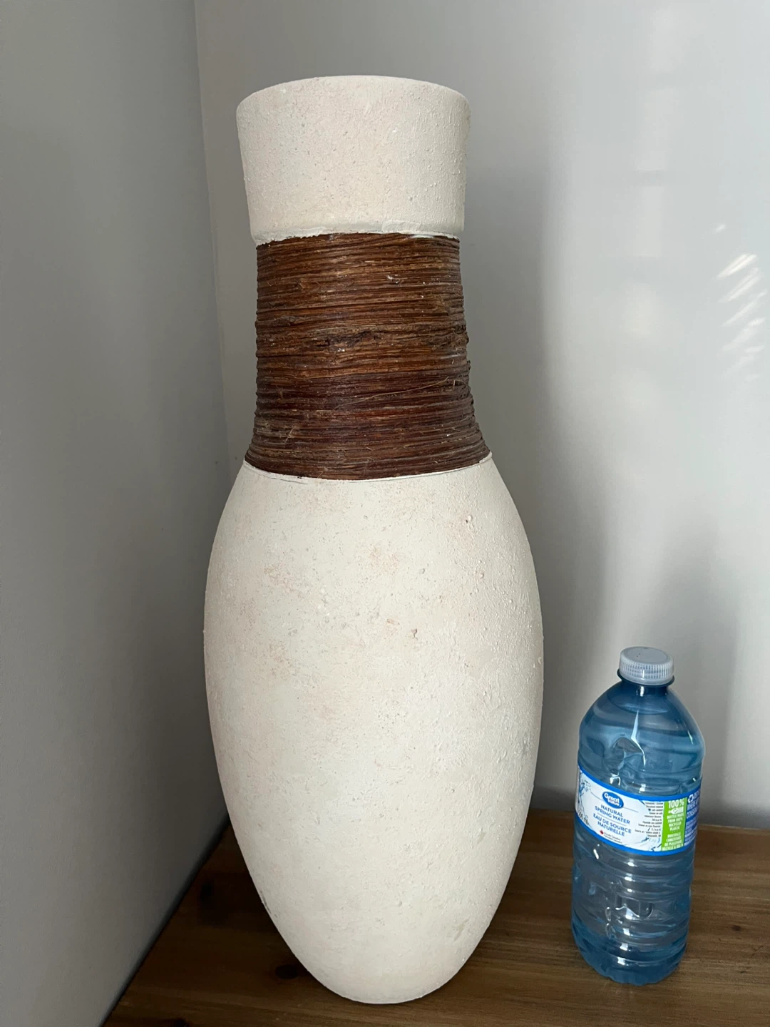Large rustic cream ceramic floor vase