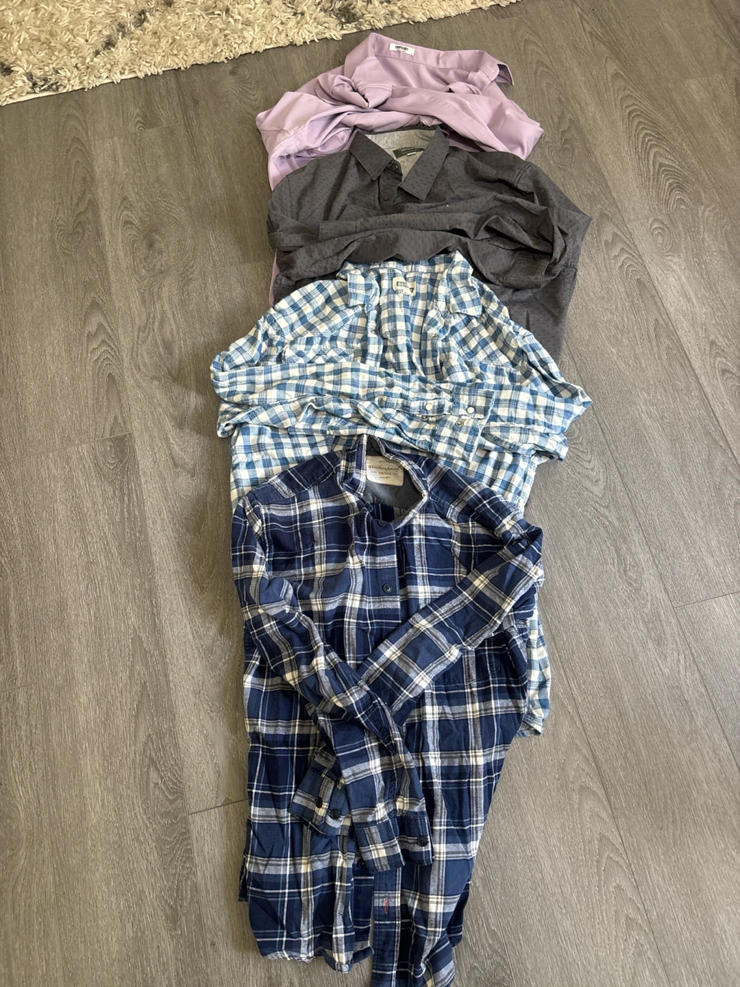 Bundle of 4 Men's Button-Up dress and plaid Shirts