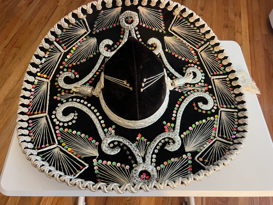 Black Mariachi Sombrero with Silver Embroidery