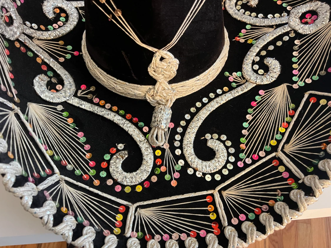 Black Mariachi Sombrero with Silver Embroidery - photo 2