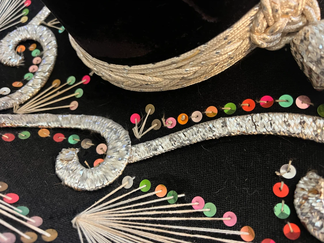 Black Mariachi Sombrero with Silver Embroidery - photo 3