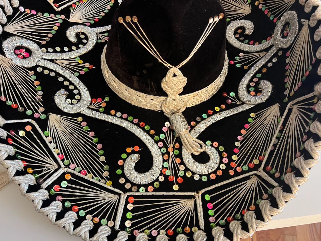 Black Mariachi Sombrero with Silver Embroidery - photo 4