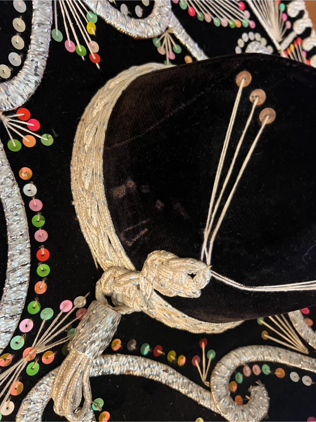 Black Mariachi Sombrero with Silver Embroidery - photo 5