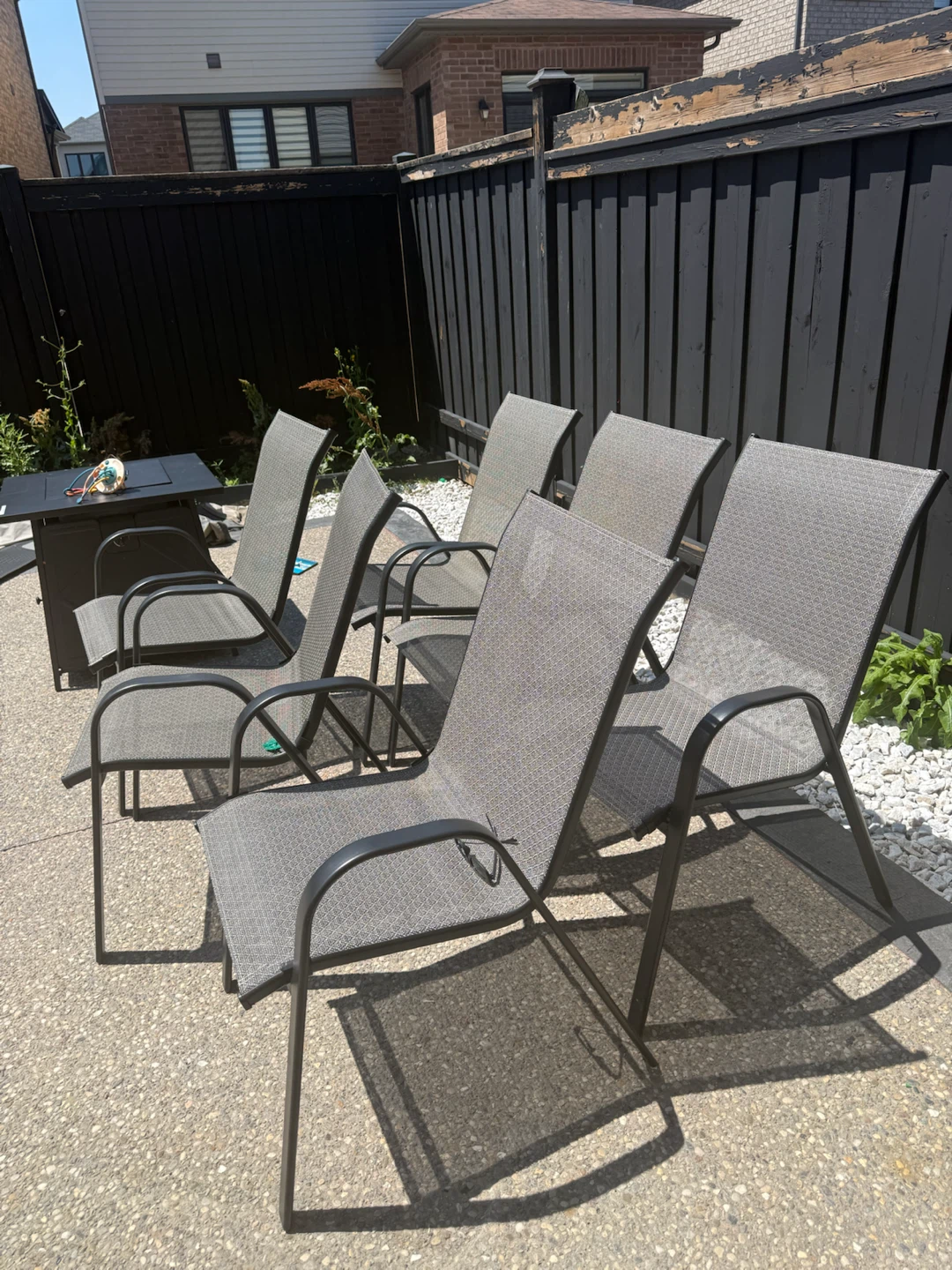 Set of 4 Grey Metal Patio Chairs