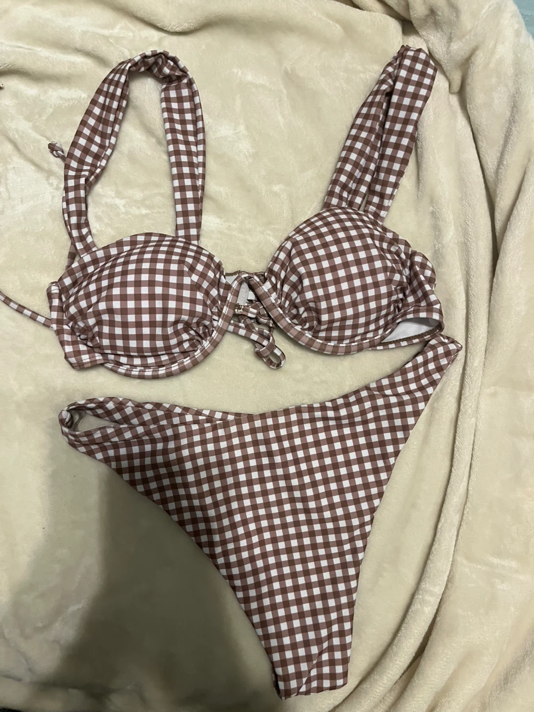 Brand new Brown small Gingham Bikini Set
