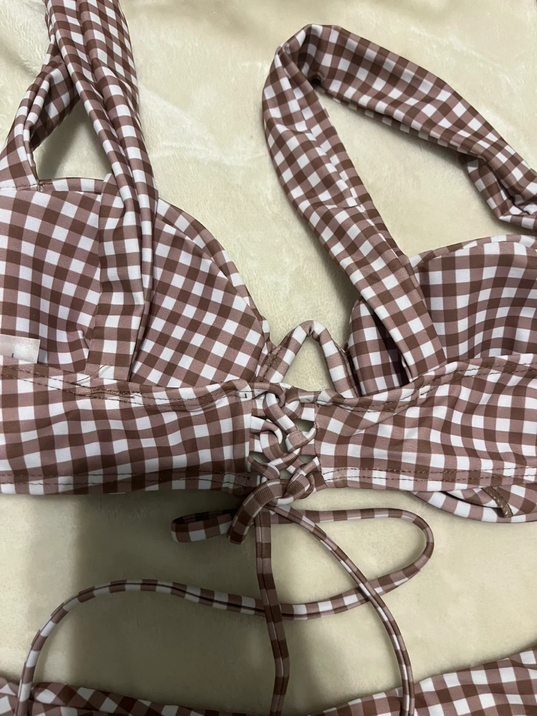 Brand new Brown small Gingham Bikini Set - photo 5