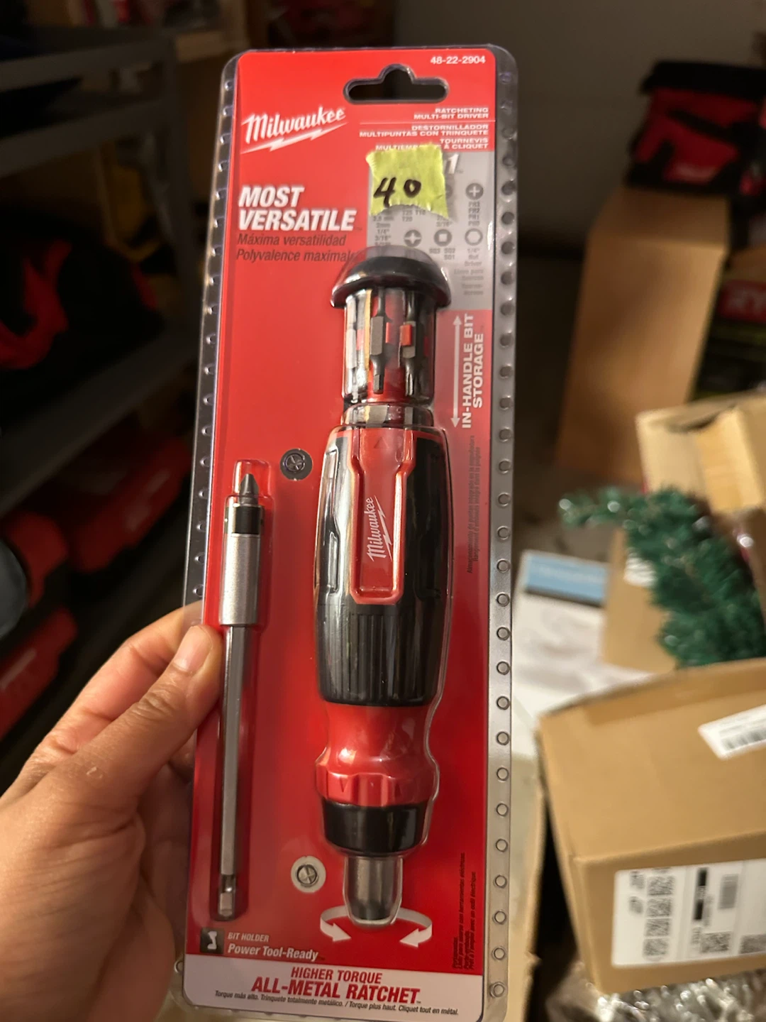 Milwaukee Ratchet Screwdriver with In-Handle Bit Storage
