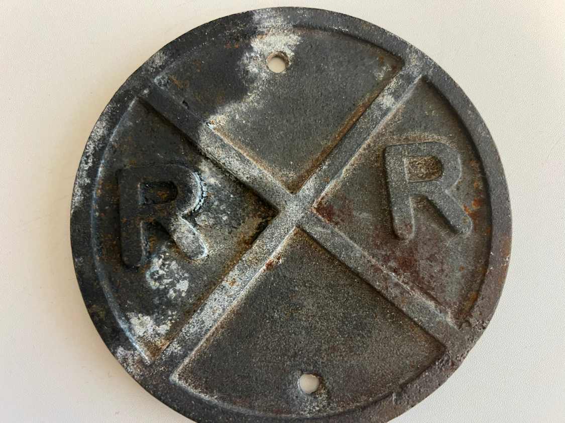 Vintage RR Railroad Crossing Sign Emblem