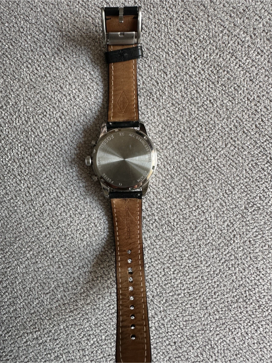 Fossil Chronograph Watch - Silver Dial, Black Leather Strap - photo 4