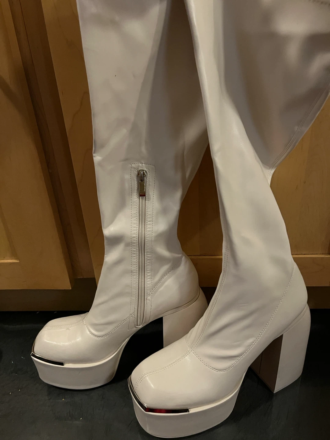 EGO White Platform Knee-High Boots - photo 4