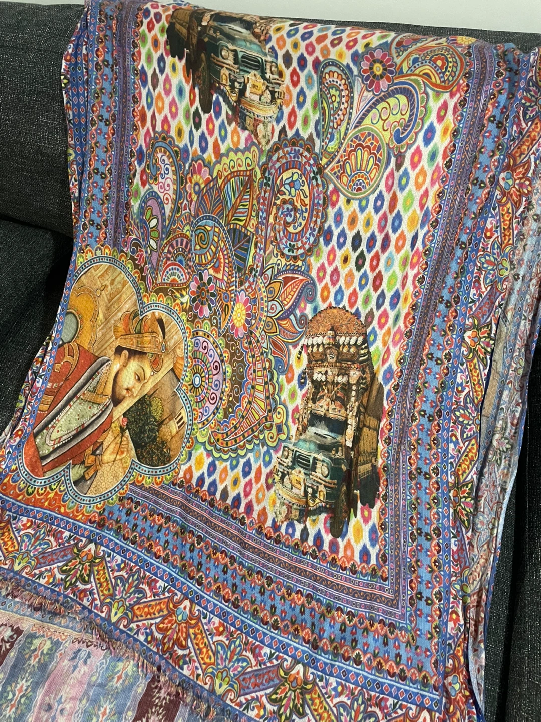 Brightly Printed Scarf with Fringe - photo 2