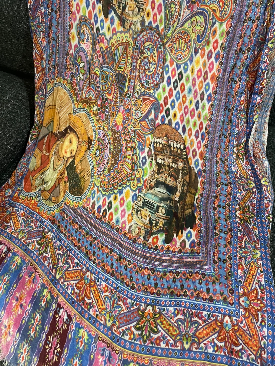 Brightly Printed Scarf with Fringe - photo 3