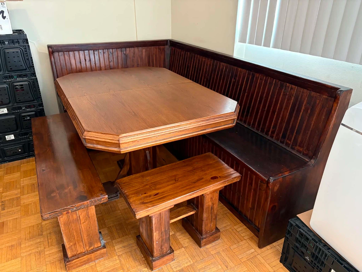 Wooden bench / dining room table - photo 5