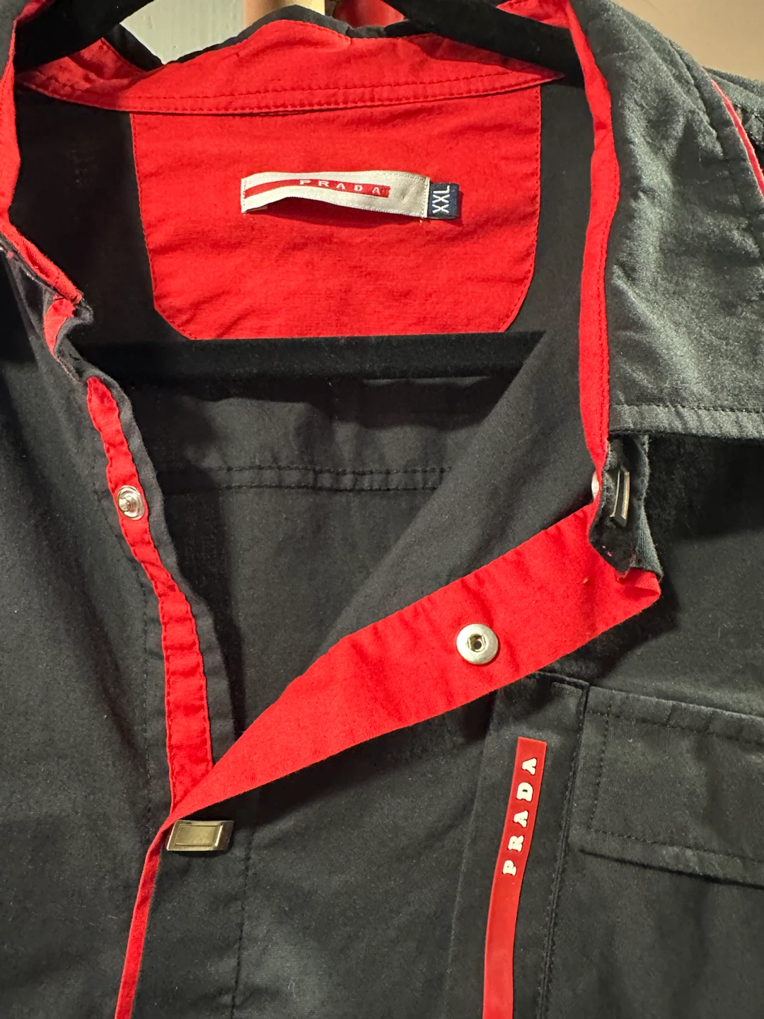 Prada Black Button Up Shirt with Red Trim - photo 2