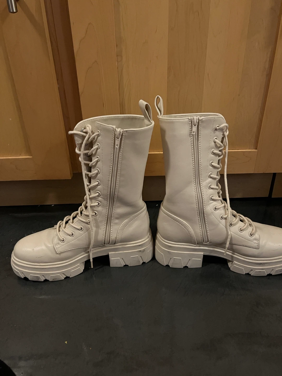 Cream Combat Boots