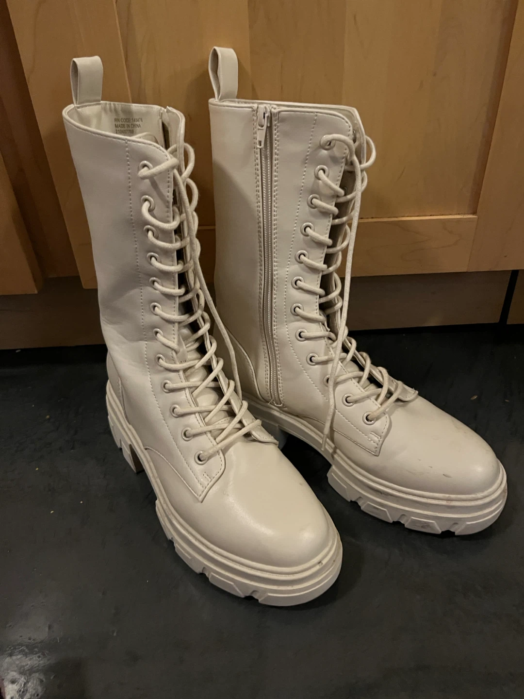 Cream Combat Boots - photo 2