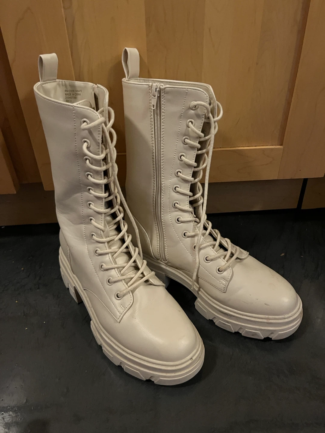 Cream Combat Boots - photo 3