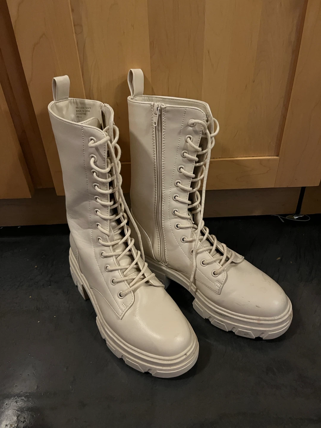Cream Combat Boots - photo 4
