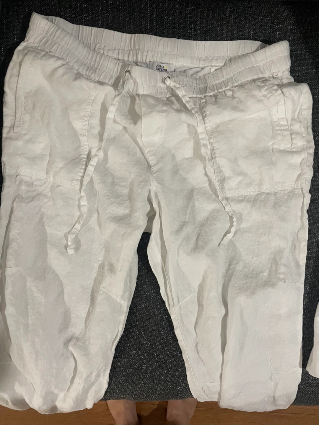 Lord & Taylor White Linen Pants XL