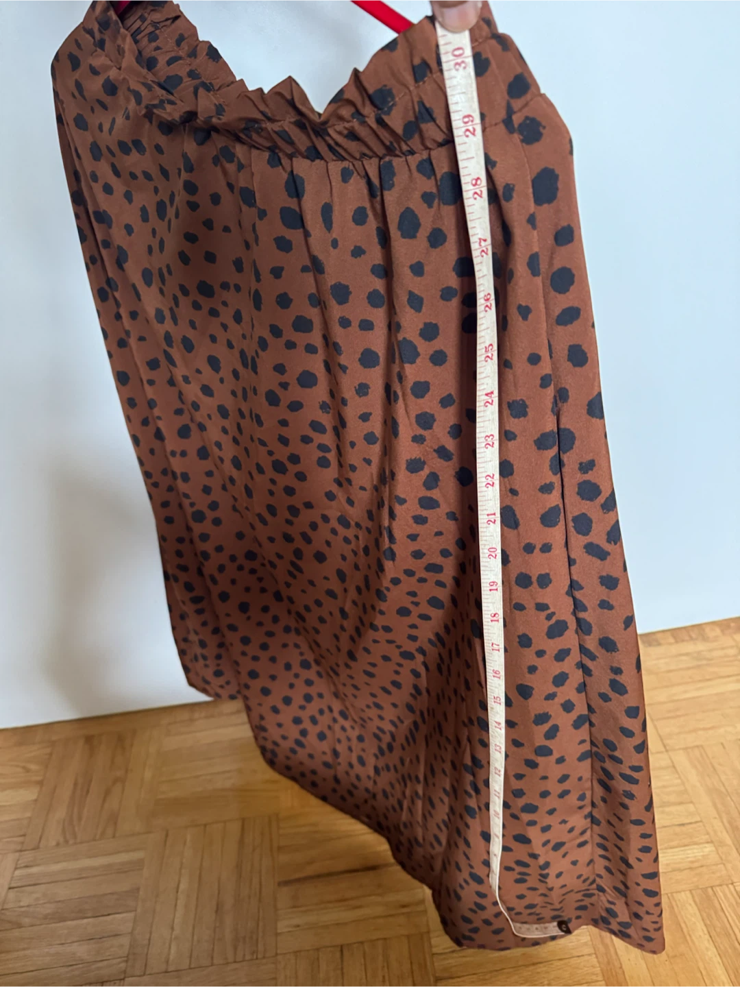 Brown dalmatian print midi skirt