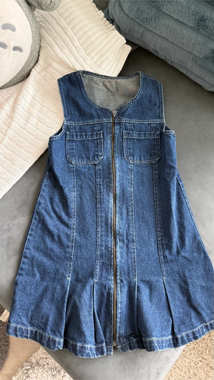 Sleeveless Denim Dress with Zipper