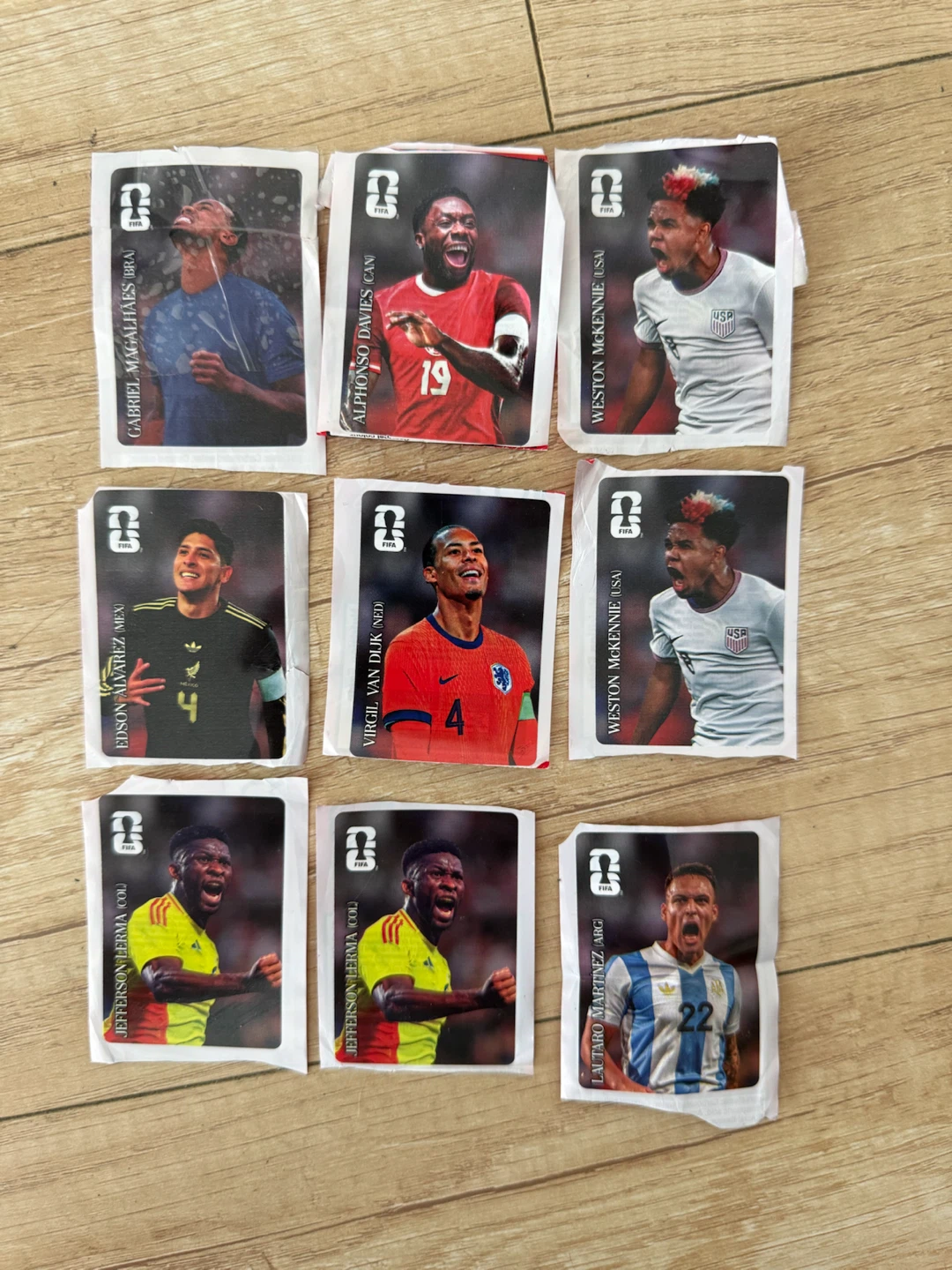 Collection of 9 FIFA Football Player Stickers