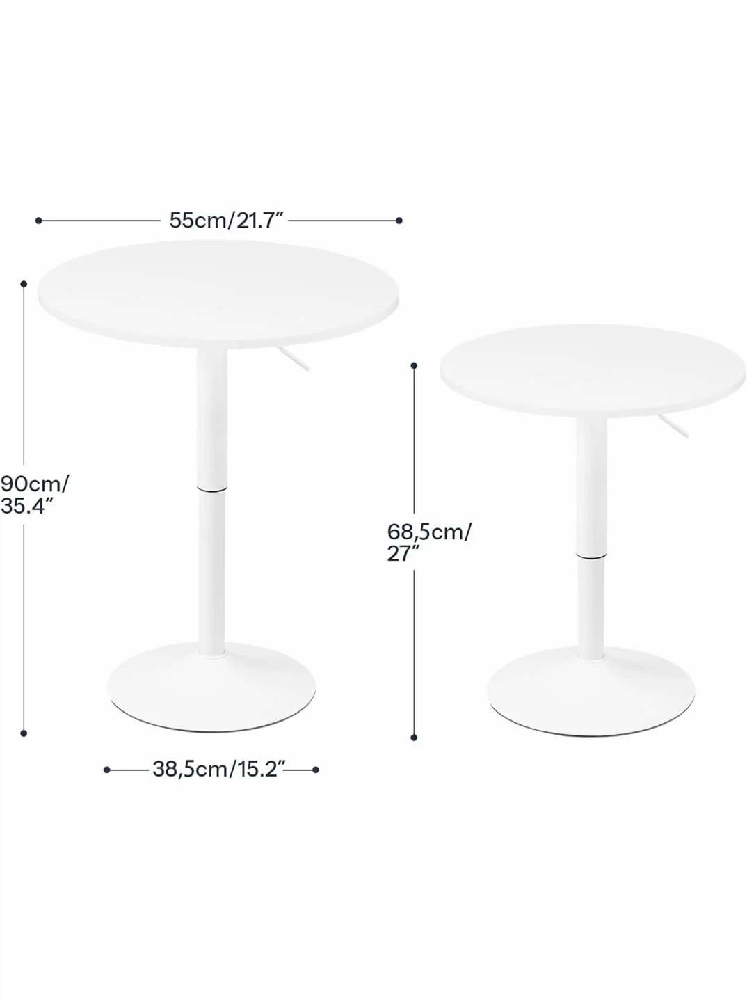 Adjustable Height Round Table - White - photo 2
