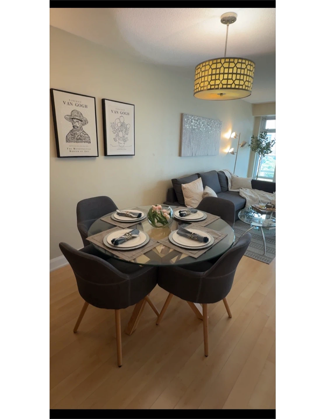 Structube Glass Dining Table with 4 Chairs